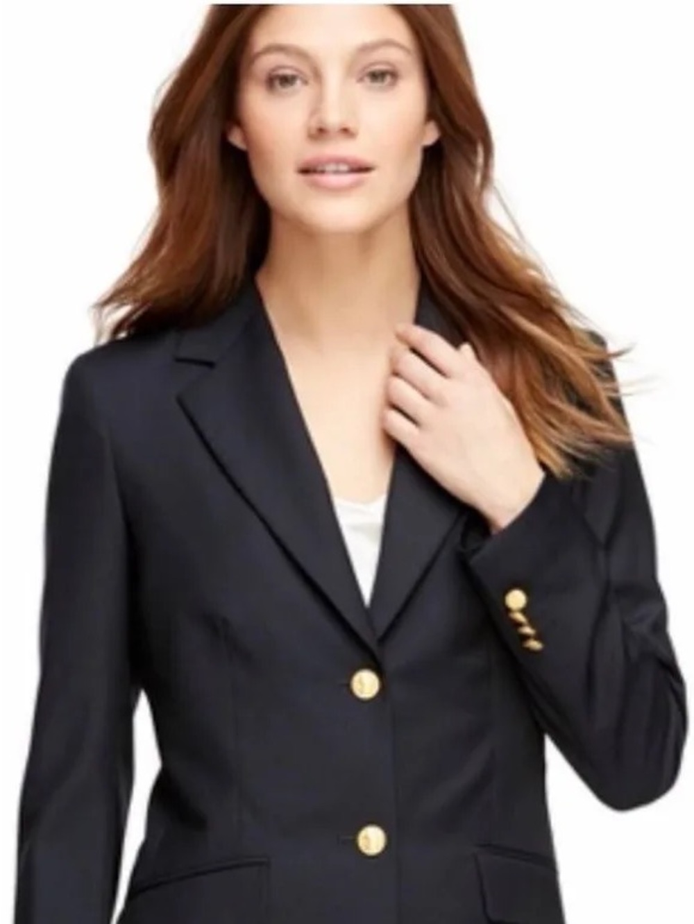 Brooks Brothers Classic Navy Single-Breasted Women's Blazer with Gold Buttons